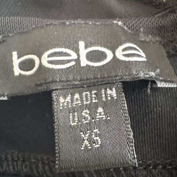 2B Bebe Black Stella Peplum Mini Dress Size XS Stretch Sleeveless Cocktail - Picture 11 of 13